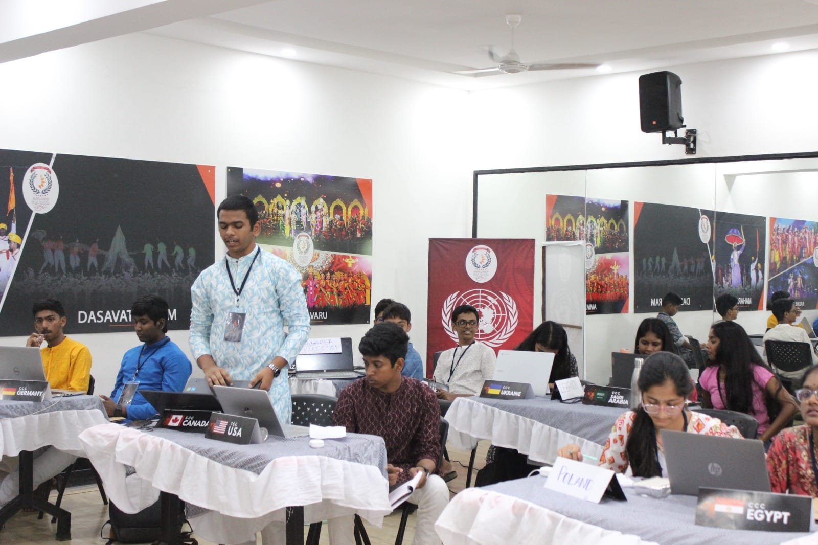 Delegate addressing committee